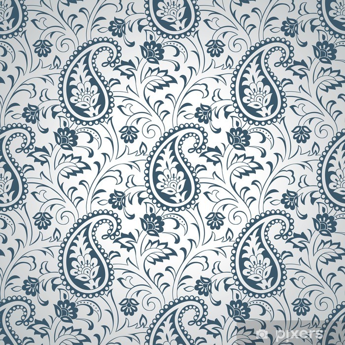 Blue Grey Paisley Floral Background - HD Wallpaper 