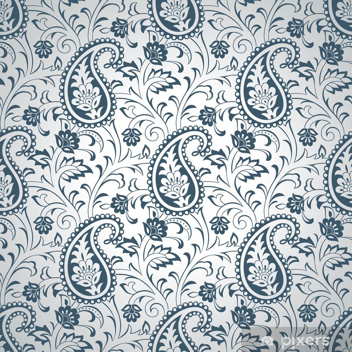 Blue Grey Paisley Floral Background - HD Wallpaper 