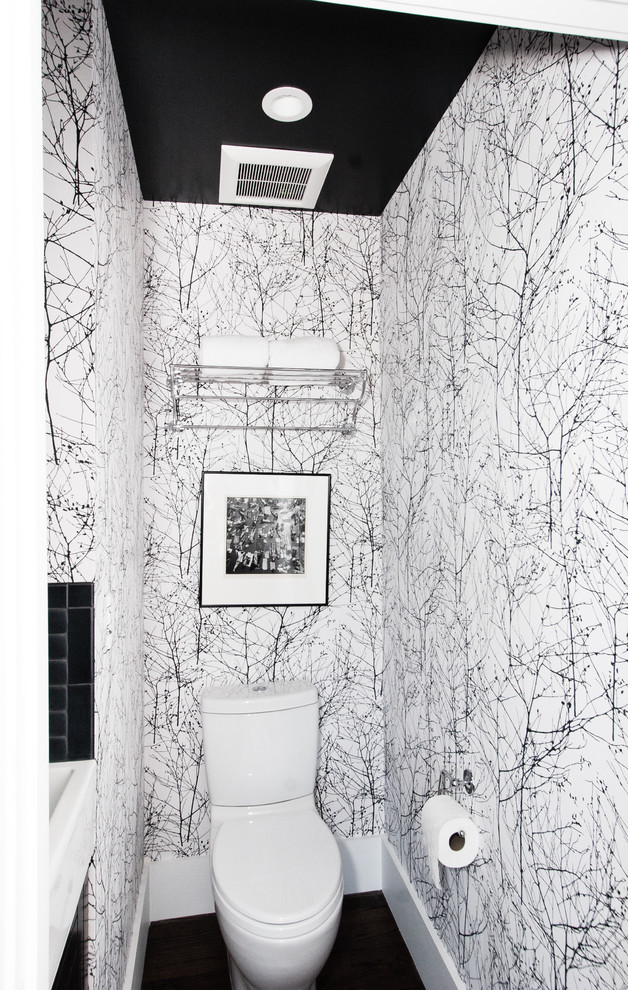 Powder Room Wallpaper Ideas Powder Room Midcentury - Luxury Wallpaper For Bathroom - HD Wallpaper 
