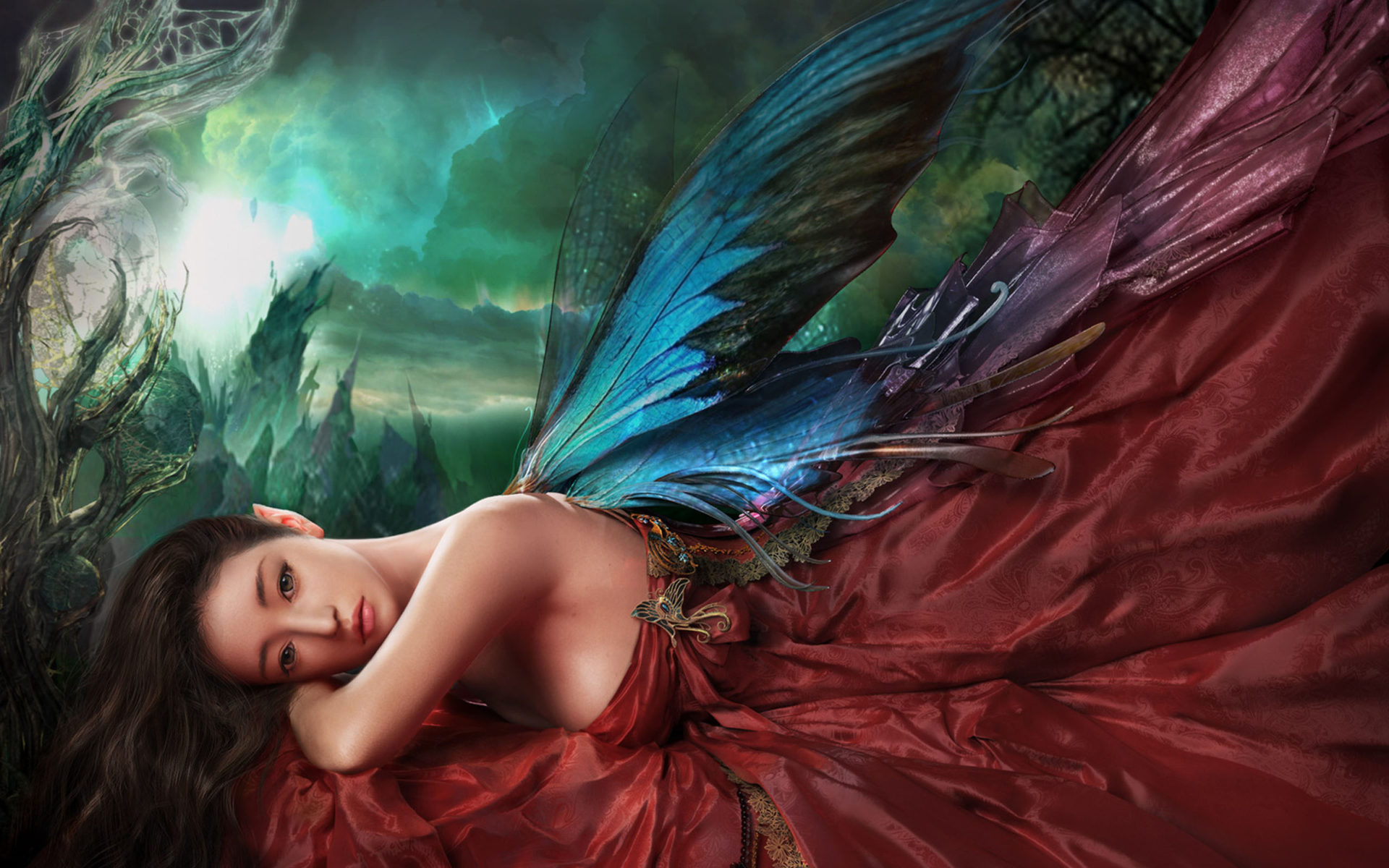 Girl With Butterfly Wings - HD Wallpaper 