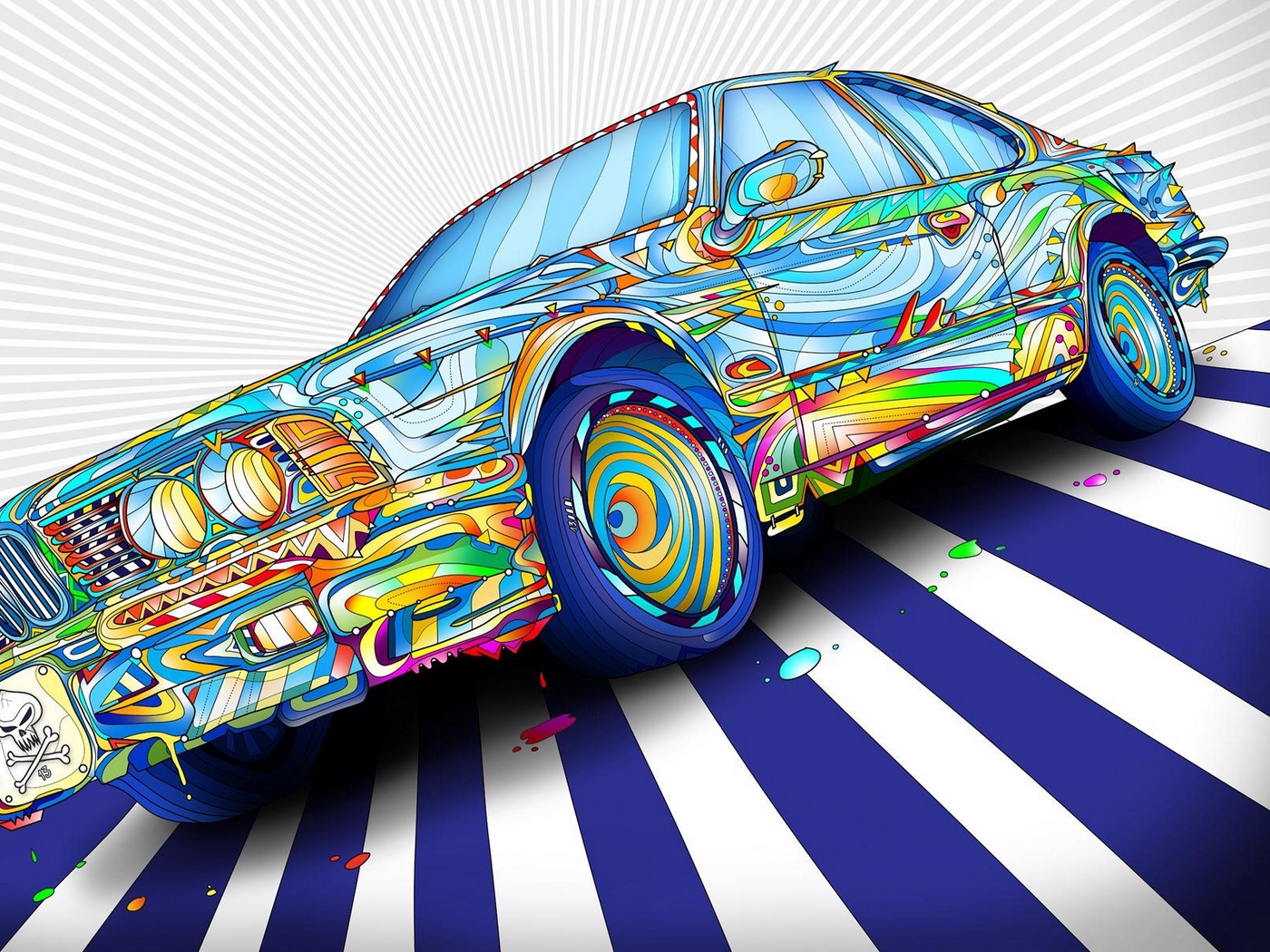 Wallpaper Car, Colorful, Graphic - Graphic Wallpaper Hd - HD Wallpaper 