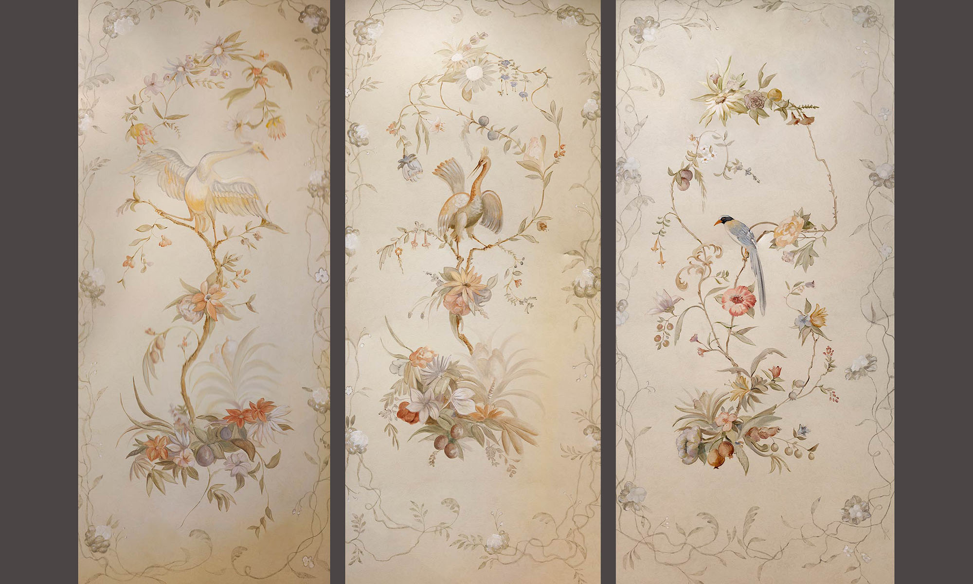 Lilly 1, 2 & 3 - French Hand Painted Panels - HD Wallpaper 