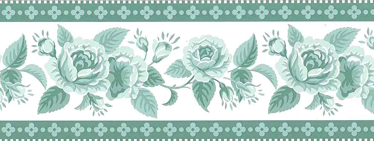 Green Roses Vintage Wallpaper Border, Waverly, Off-white, - Vintage Green Rose - HD Wallpaper 