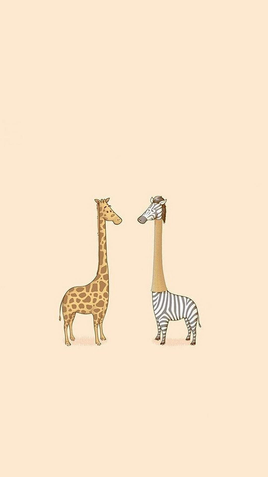 Cute Giraffe Zebra Wallpaper Iphone Resolution - Giraffe And Zebra Cute - HD Wallpaper 