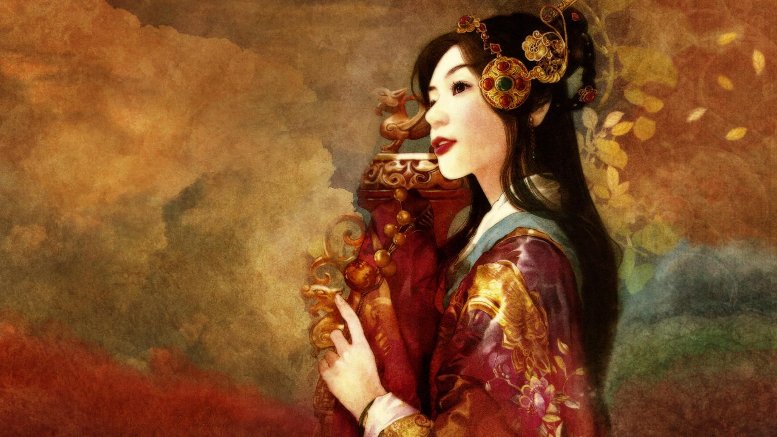 Desktop Images Of Asian Asian Wallpapers 2560ã1440 - Дер Джен Жіночий Портрет - HD Wallpaper 