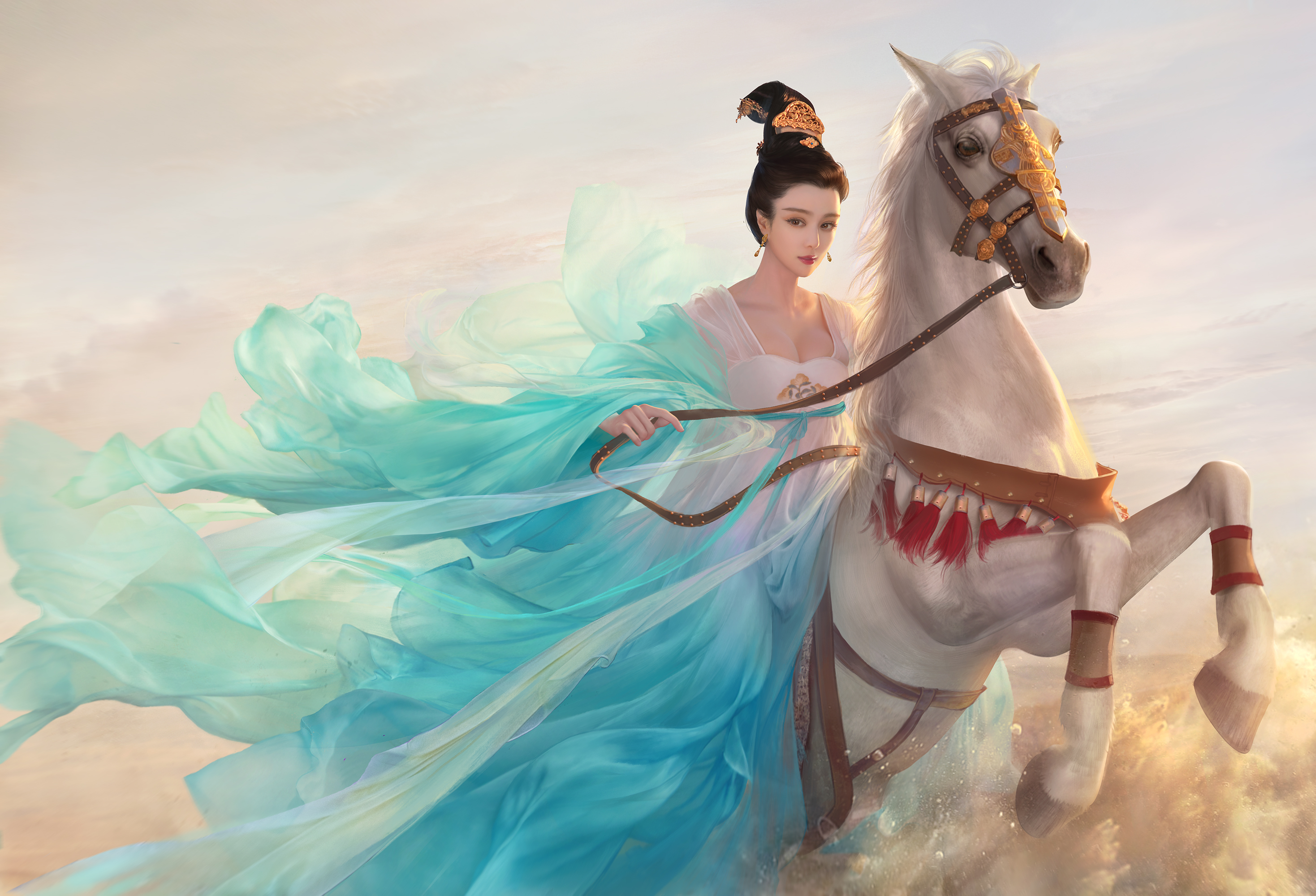 Princess On White Horse - HD Wallpaper 