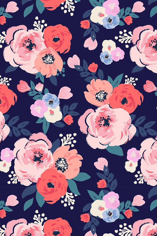 Navy And Pink Floral Background 600x900 Wallpaper teahub.io