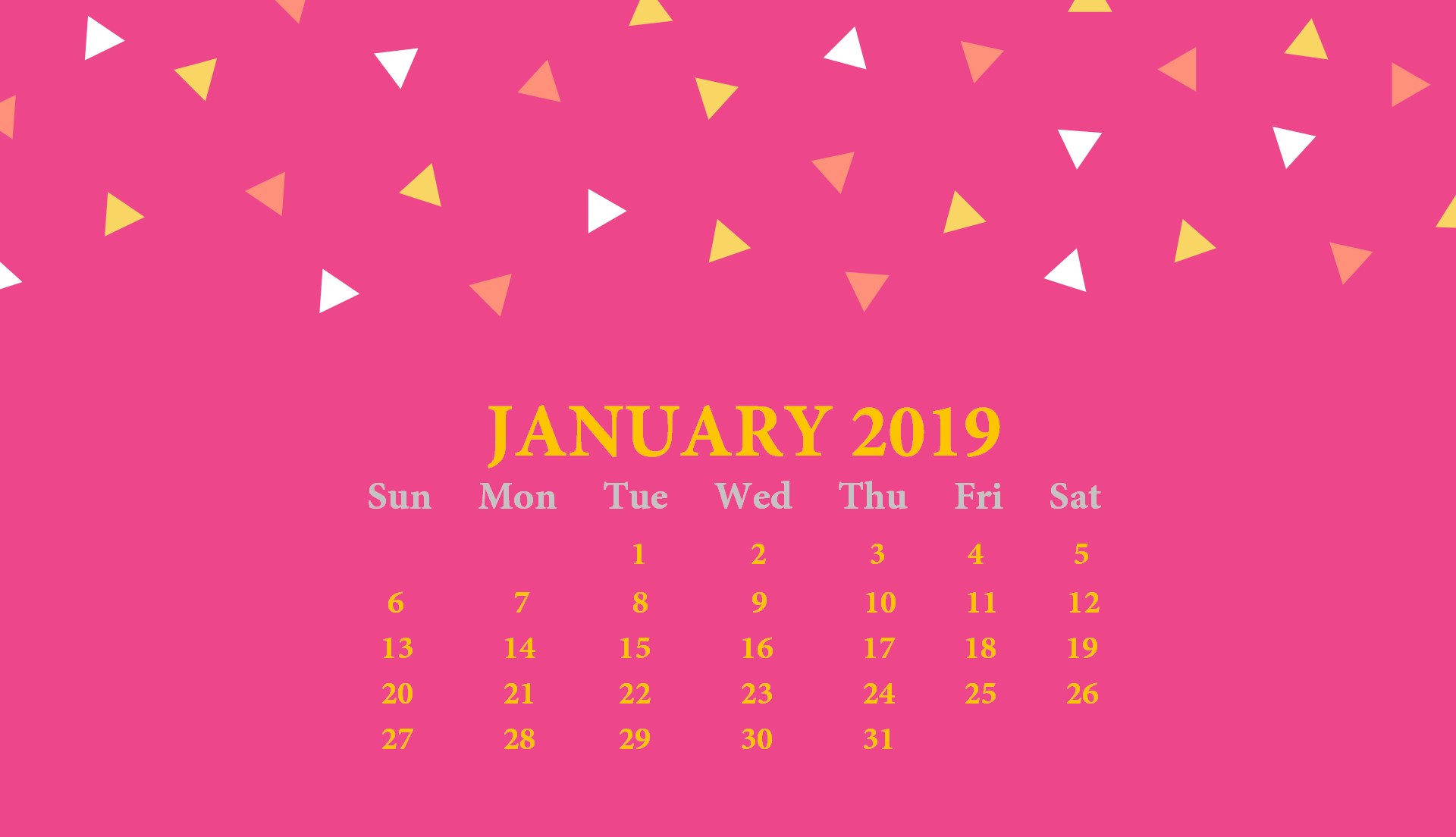 2019 January Hd Calendar Wallpaper - Triangle - HD Wallpaper 