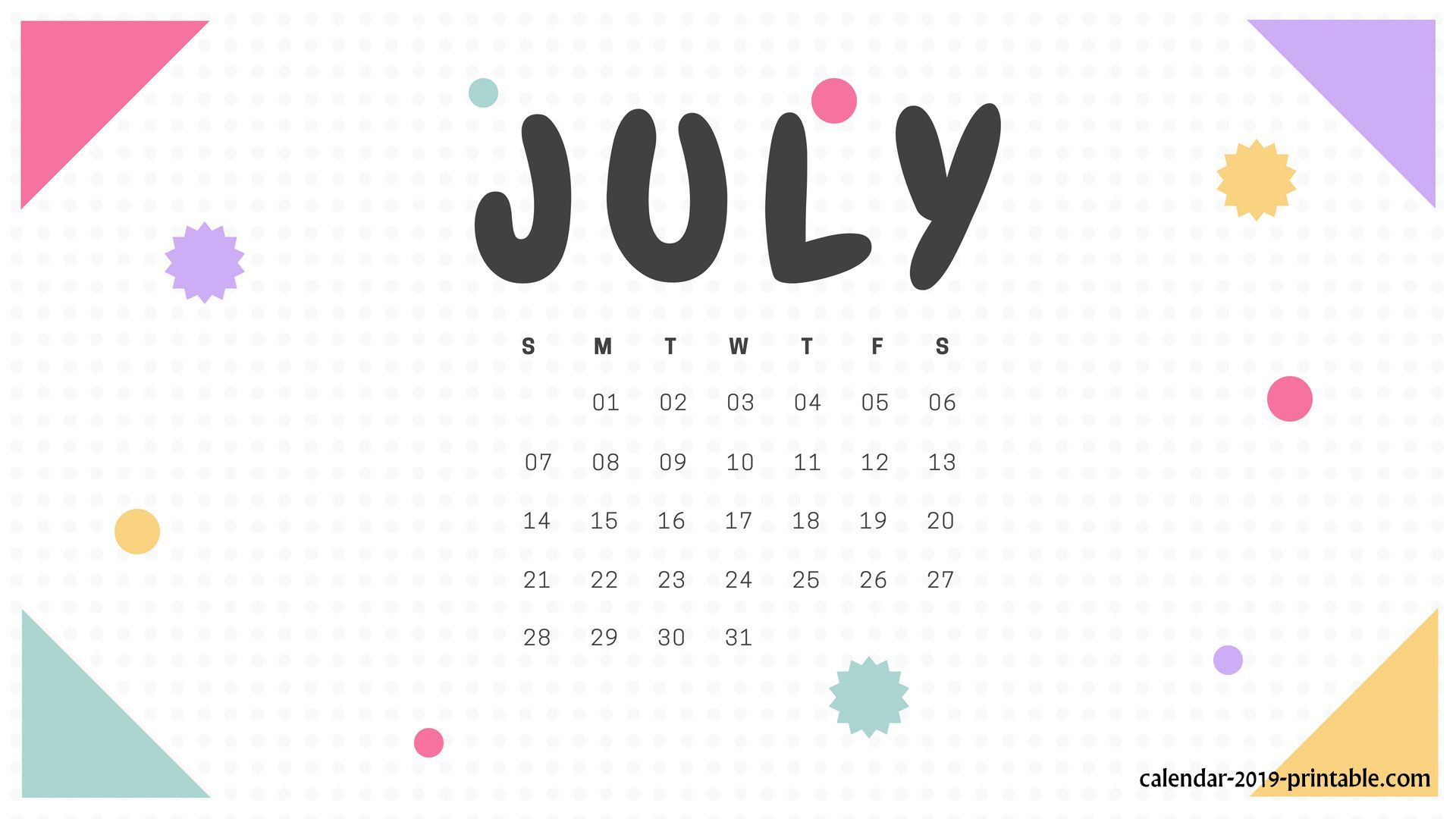 July 2019 Calendar Wallpapers - July 2019 Calendar Wallpaper Desktop - HD Wallpaper 