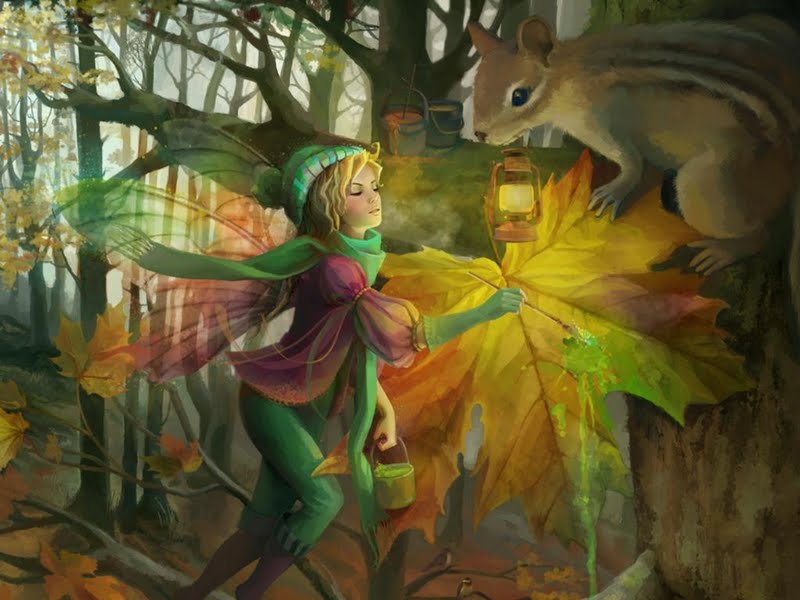 Fall Fairy Wallpaper - Fall Fairies And Animals - HD Wallpaper 