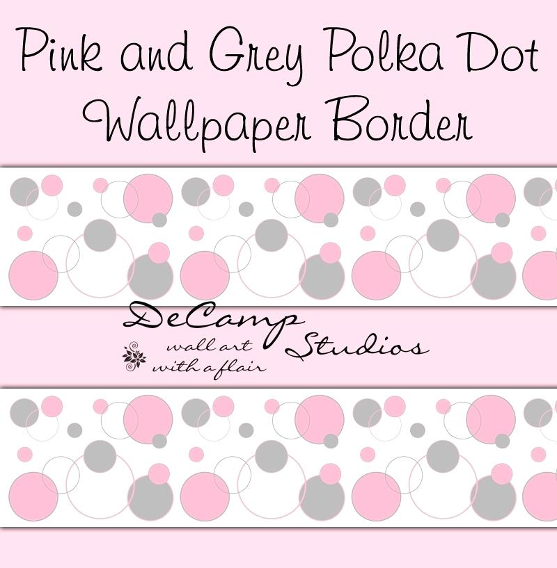 Polka Dots Wall Border Pink Grey Polka Dot Wallpaper - Pink Sugar - HD Wallpaper 