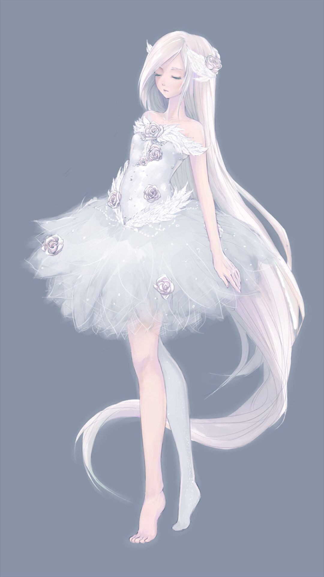 Female Anime White Dress - HD Wallpaper 