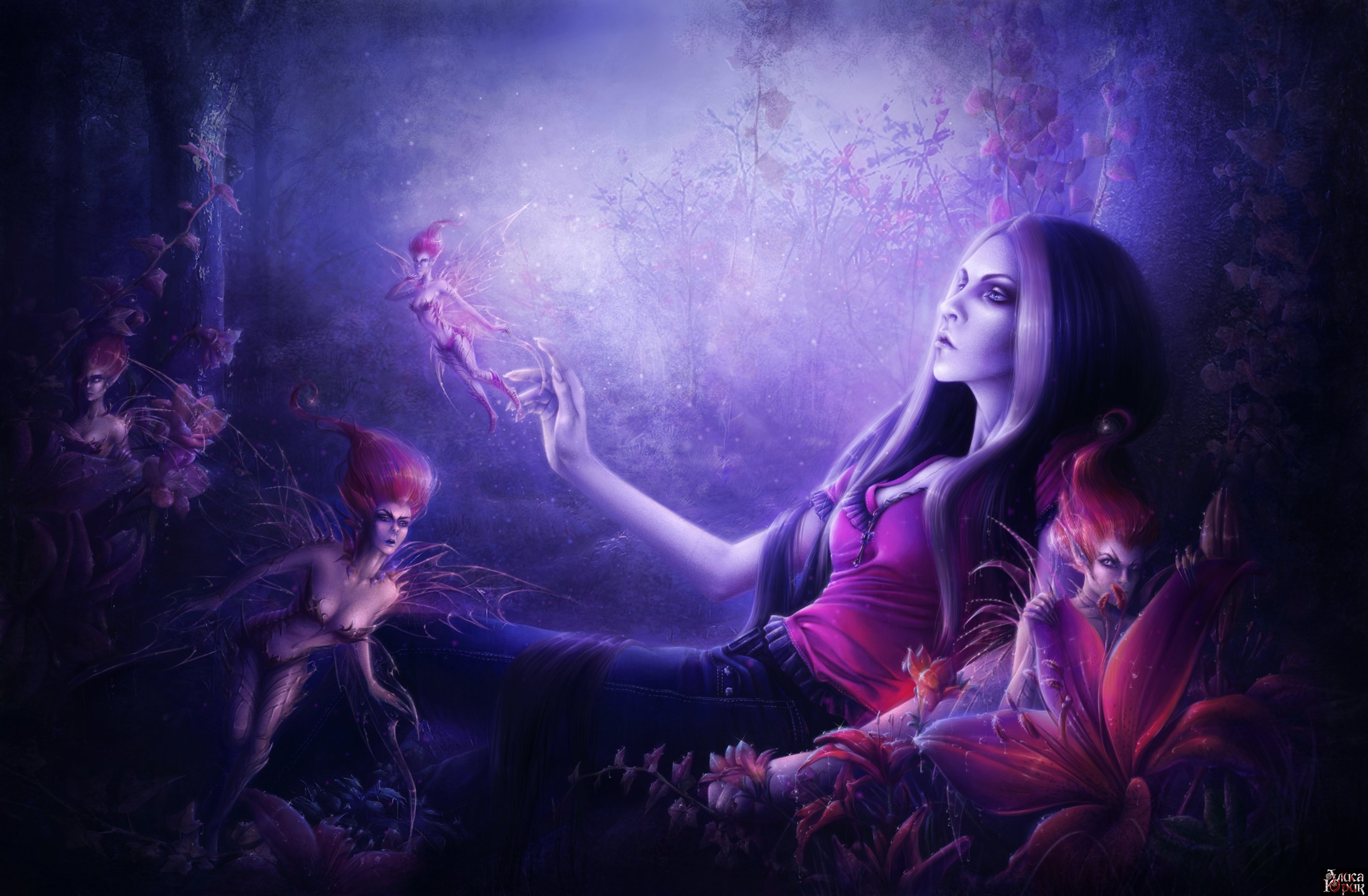Dark Purple Pink Fantasy Background - HD Wallpaper 
