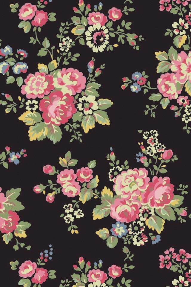 Wallpaper, Flowers, And Background Image - Vintage Floral Background Black - HD Wallpaper 