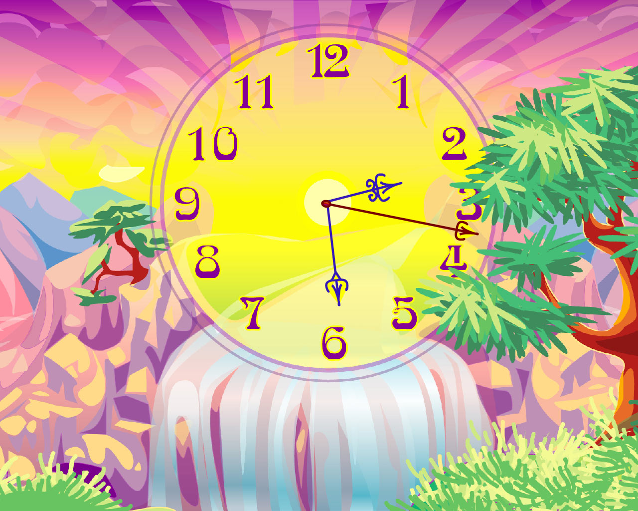 The Warm Tropical Sun Is Going Down The Spilling Rivers - Animated Clock Wallpaper Desktop Free Download - HD Wallpaper 