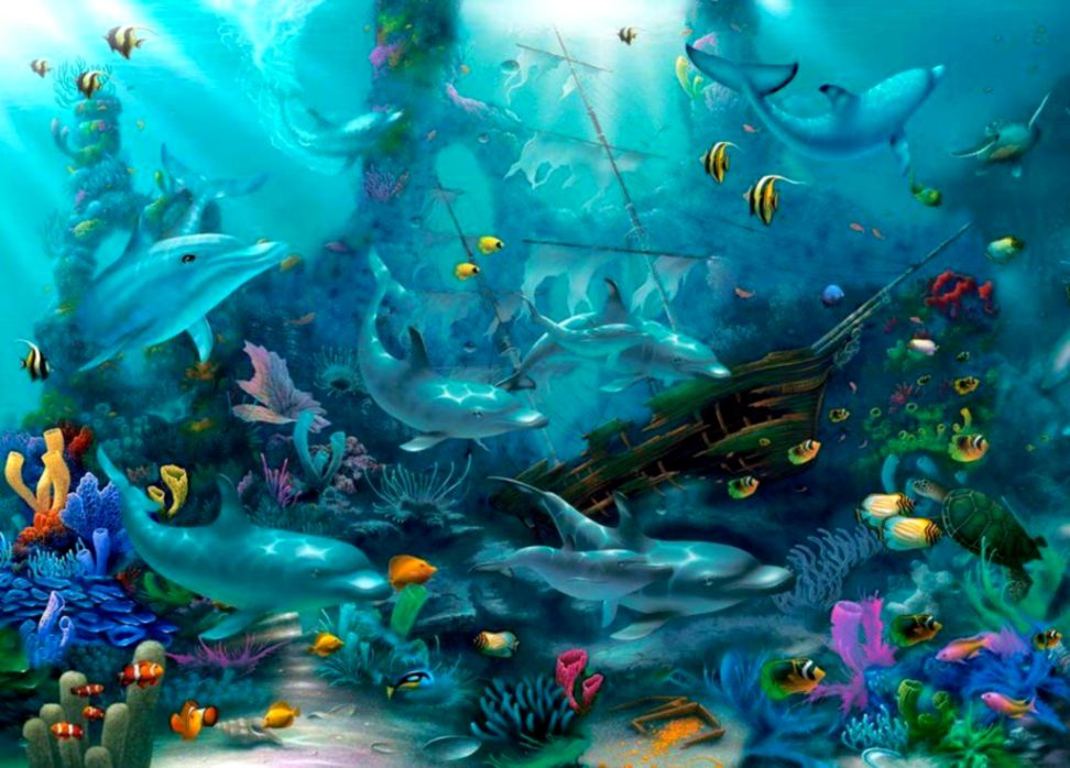 Astonishing Decoration Free Screensavers And Wallpapers - Under The Sea Dolphin - HD Wallpaper 