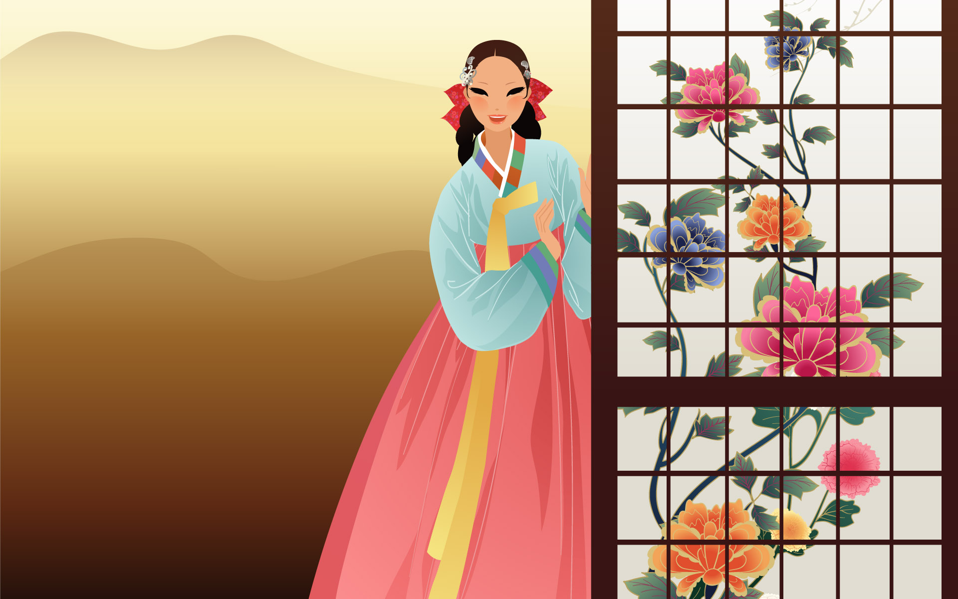 Korean Women Wallpapers - Dessin Costumes Traditionnel Coréen - HD Wallpaper 