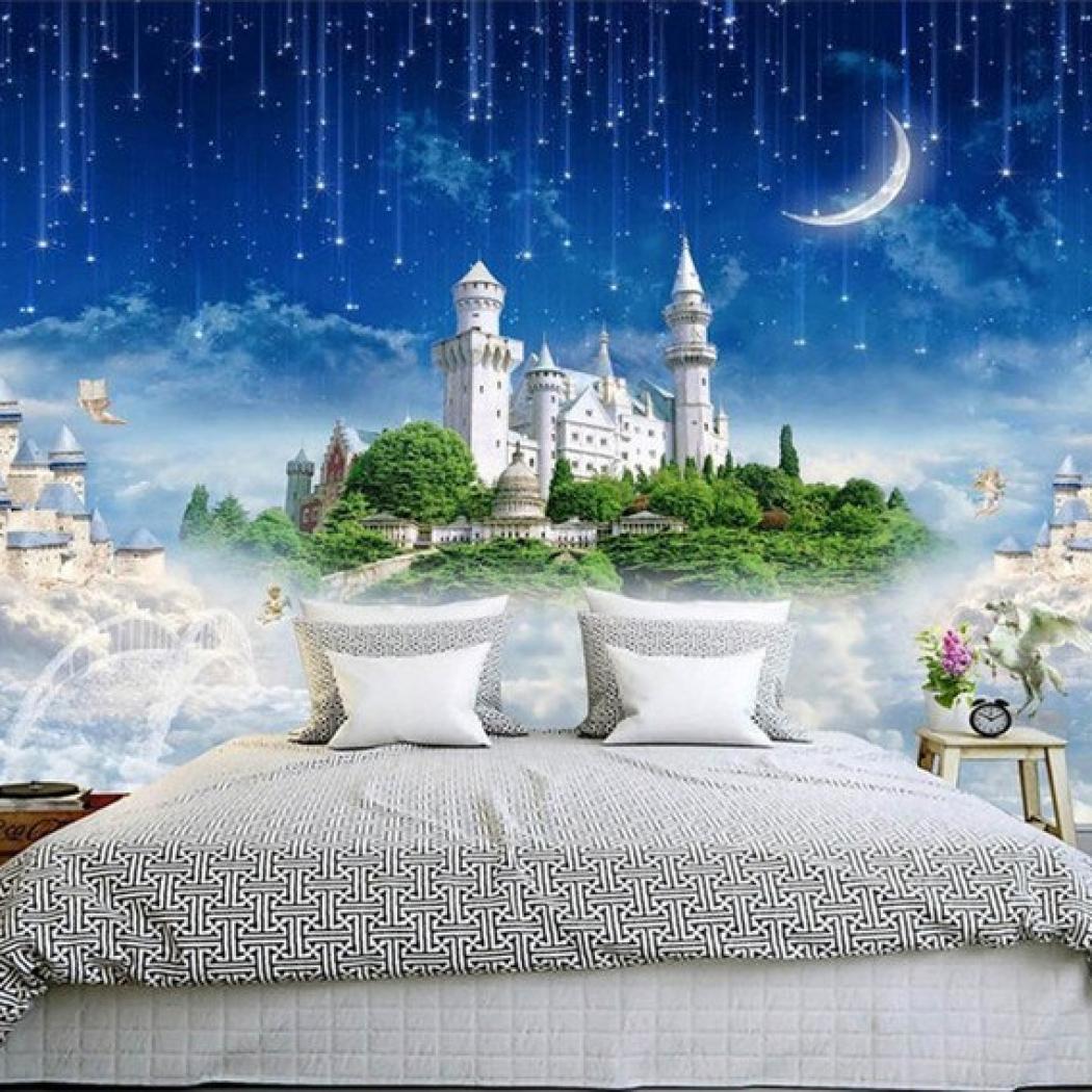 Seamless Large Mural Painting 3d Cartoon Castle Children - Cartoon Castle Wallpaper Hd - HD Wallpaper 