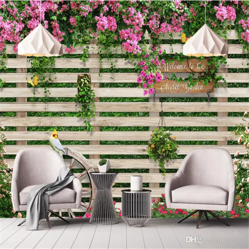 Mural 3d Cafe Garden - HD Wallpaper 