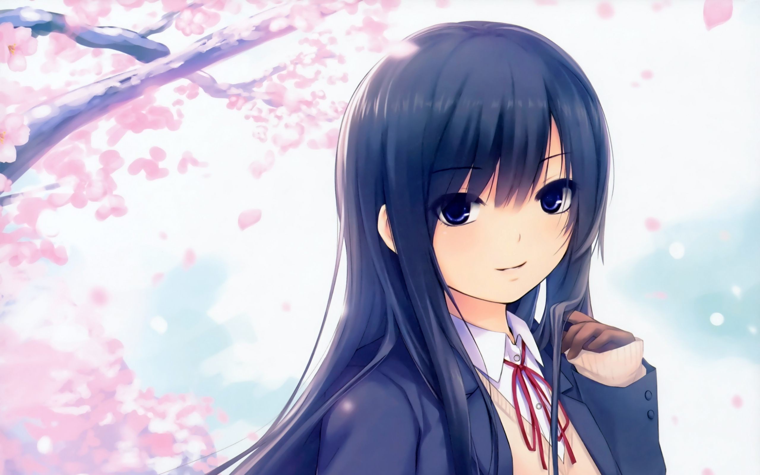 Anime Girl Wallpapers - Anime Girl With Dark Blue Hair - HD Wallpaper 