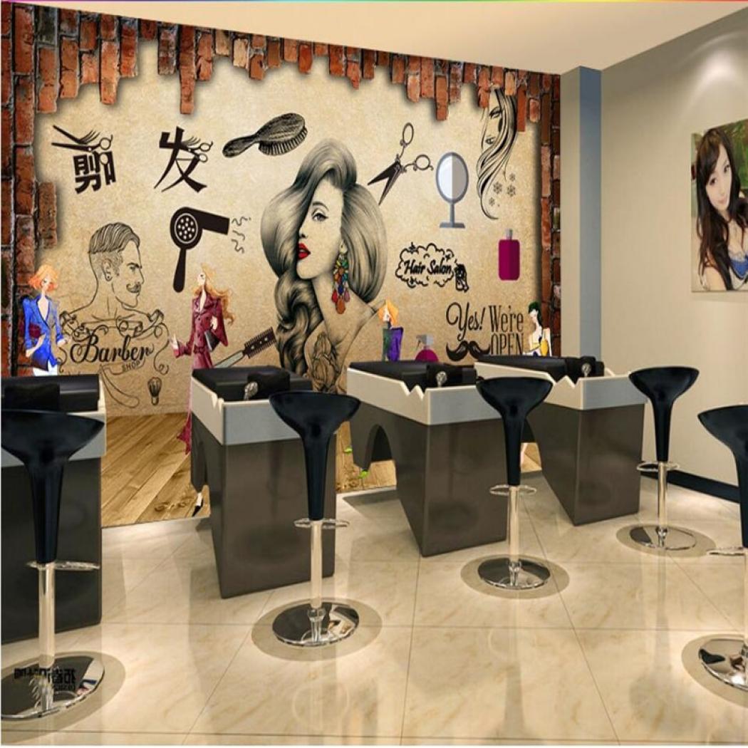 Beibehang Salon Hair Salon Beauty Salon Hairdressing - Papel De Parede Para Salao De Beleza - HD Wallpaper 
