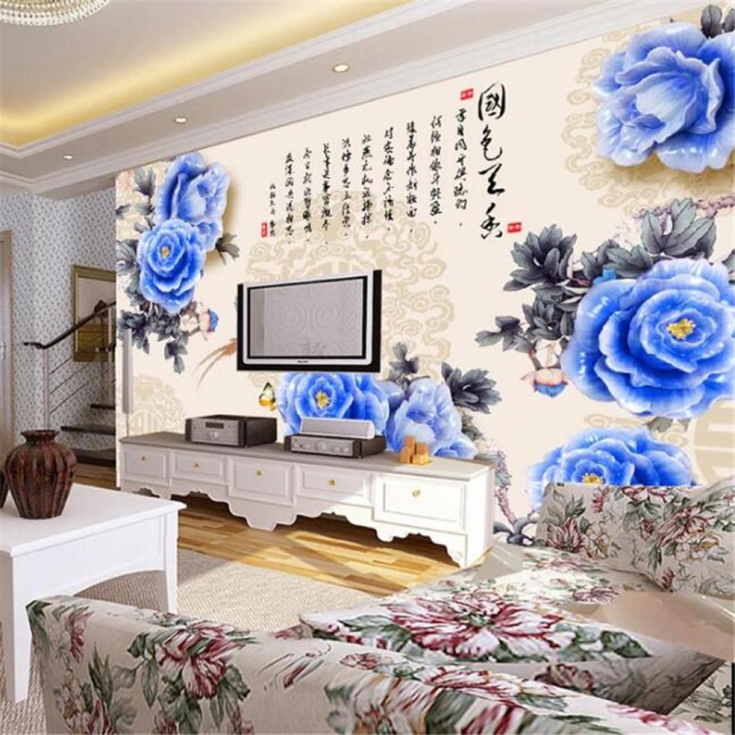 Compare Custom Wallpaper 3d Photo Mural Peony Jade - پوستر دیواری سه بعدی طرح گل - HD Wallpaper 