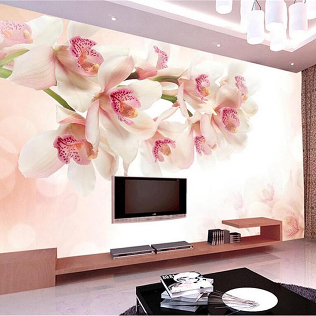 Senarai Harga Custom Flowers Wall Papers Photo Wallpaper - Lily Flower Bedroom Wall Design - HD Wallpaper 