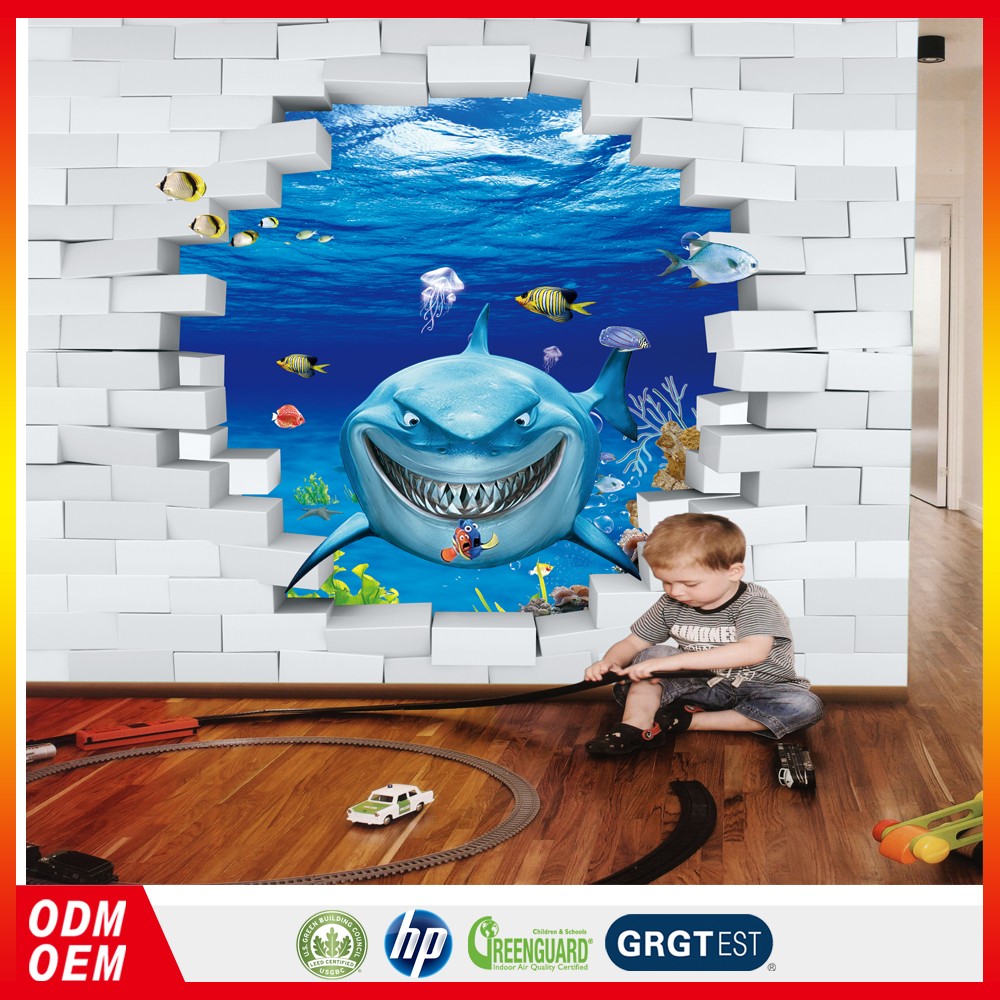 3d Shark Fish Kids Wallpaper Cermin Kertas Dinding - Finding Nemo - HD Wallpaper 