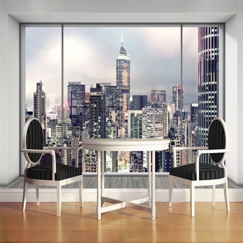 Custom Mural 3d Window City Landscape Wallpaper New - Xxl4 030 - HD Wallpaper 