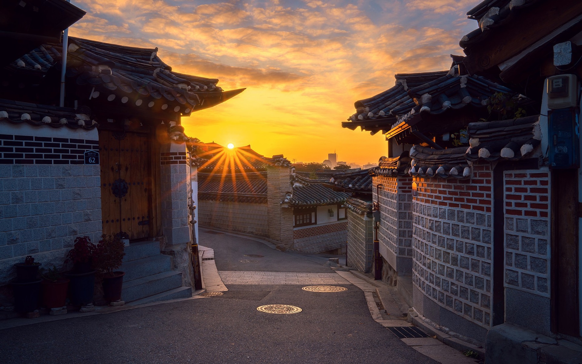 Wallpaper South Korea, Seoul, Old Town, Morning, Sunrise - Best Picture
