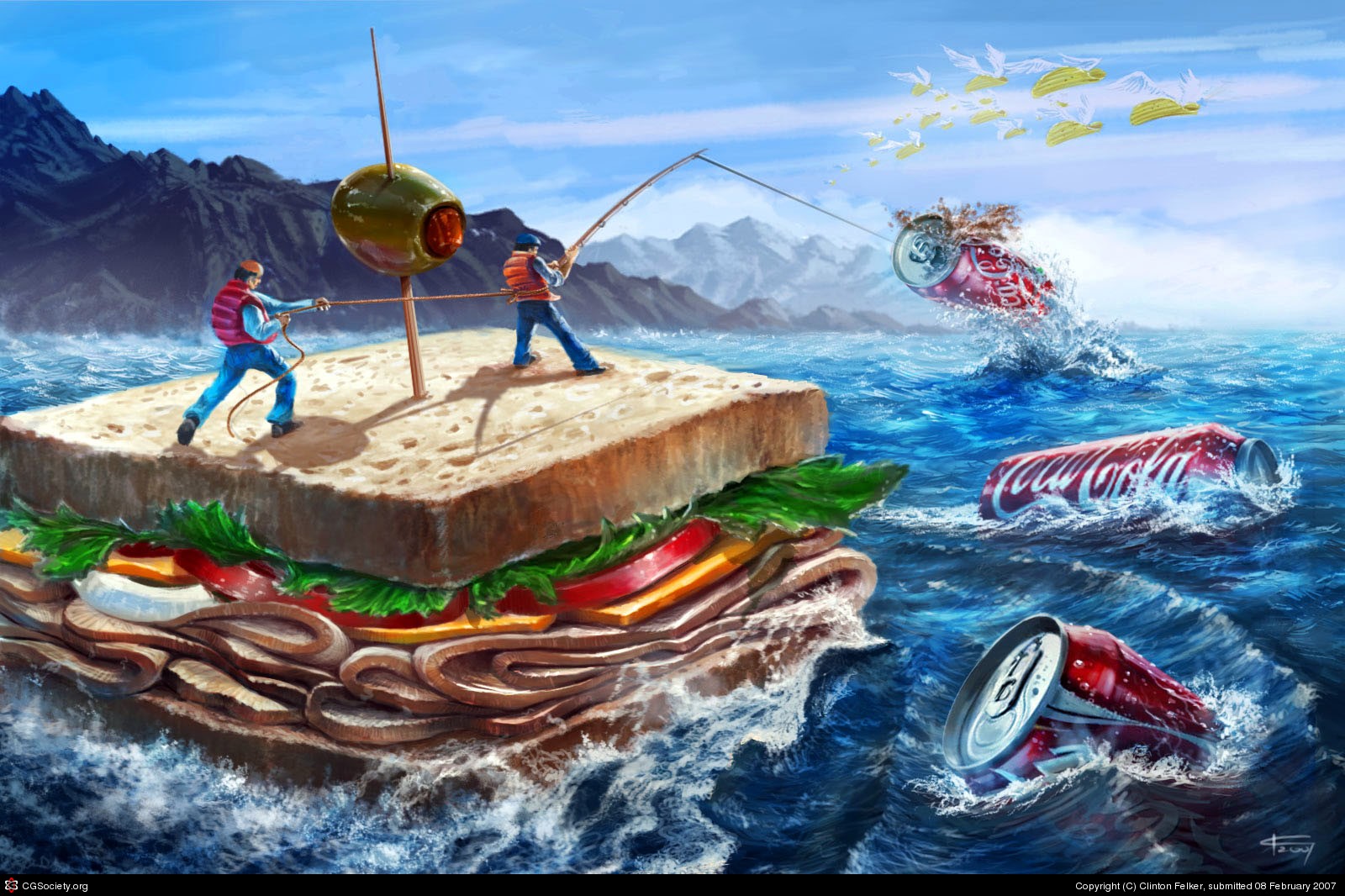 Sandwich Fishing Coca Cola - HD Wallpaper 
