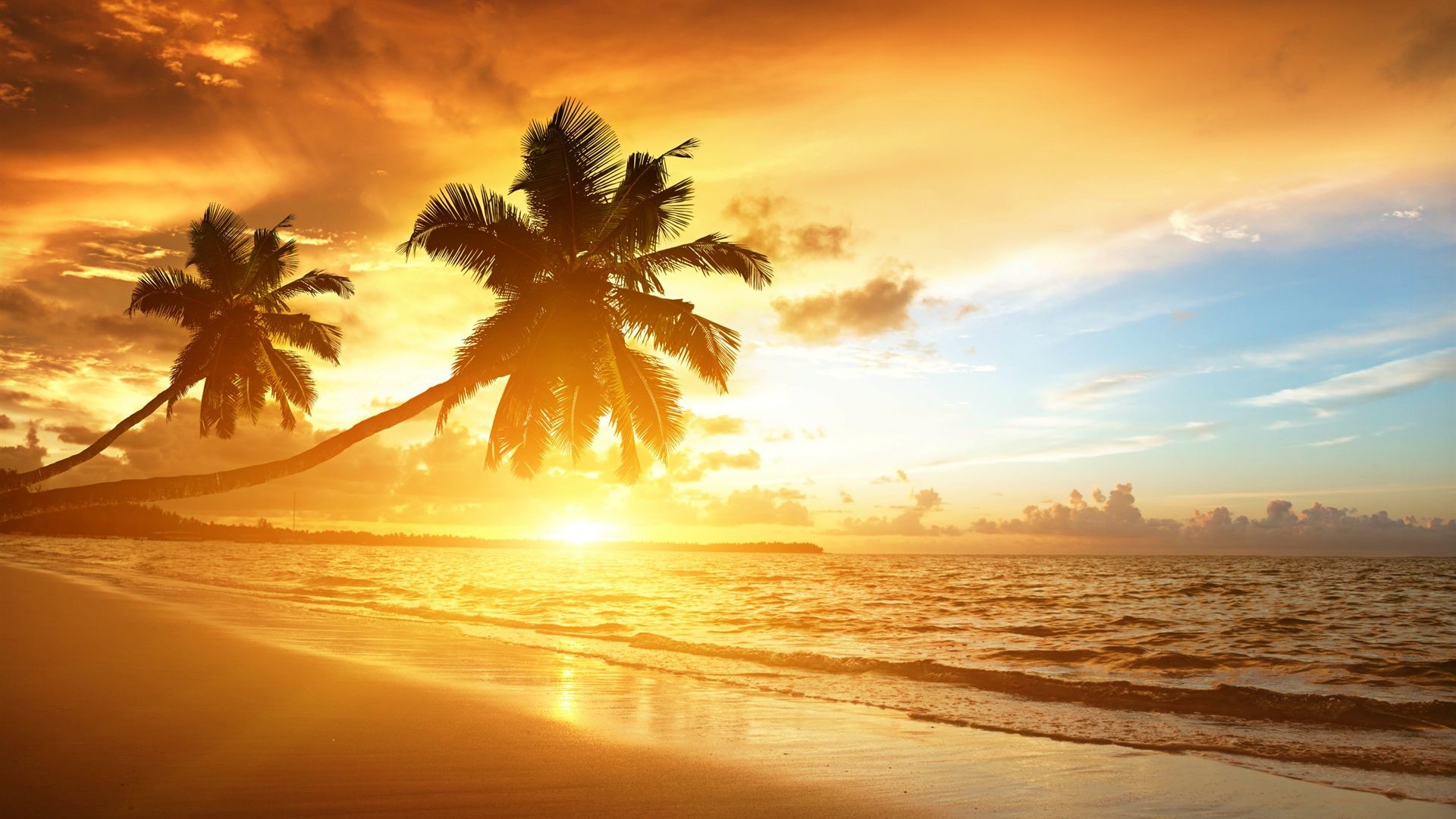 Hd Beach Sunrise Beautiful Scenery Wallpaper Wallpapers - Beach Sunrise Background - HD Wallpaper 