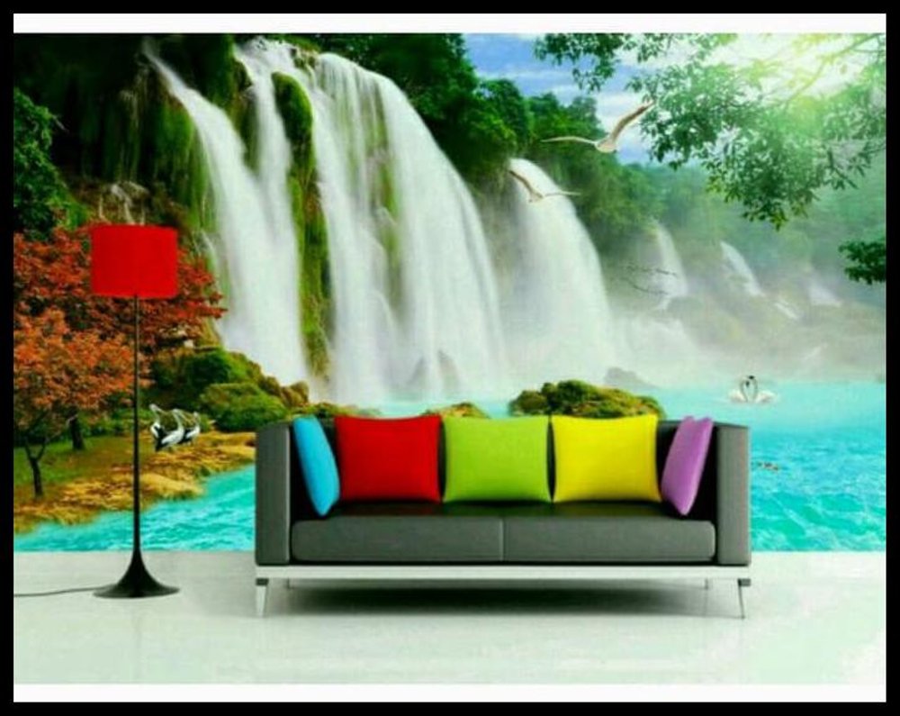 Terbaru Wallpaper Dinding Pemandangan Alam 3d - Pig Waterfall - HD Wallpaper 