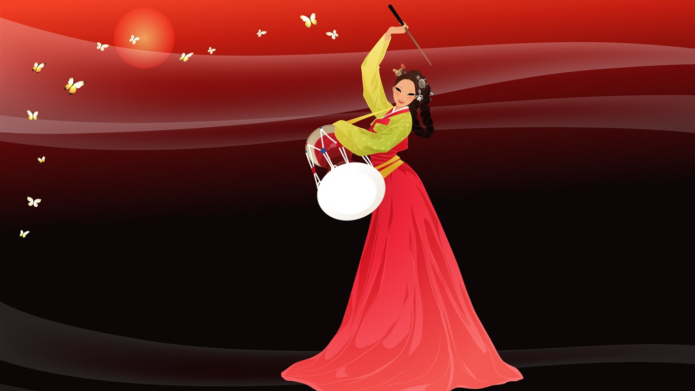 Vector Wallpaper Of Korean Women - Korean Backgrounds - HD Wallpaper 