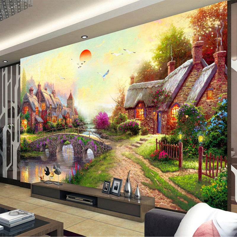 Mural Scenery Wall Painting - HD Wallpaper 