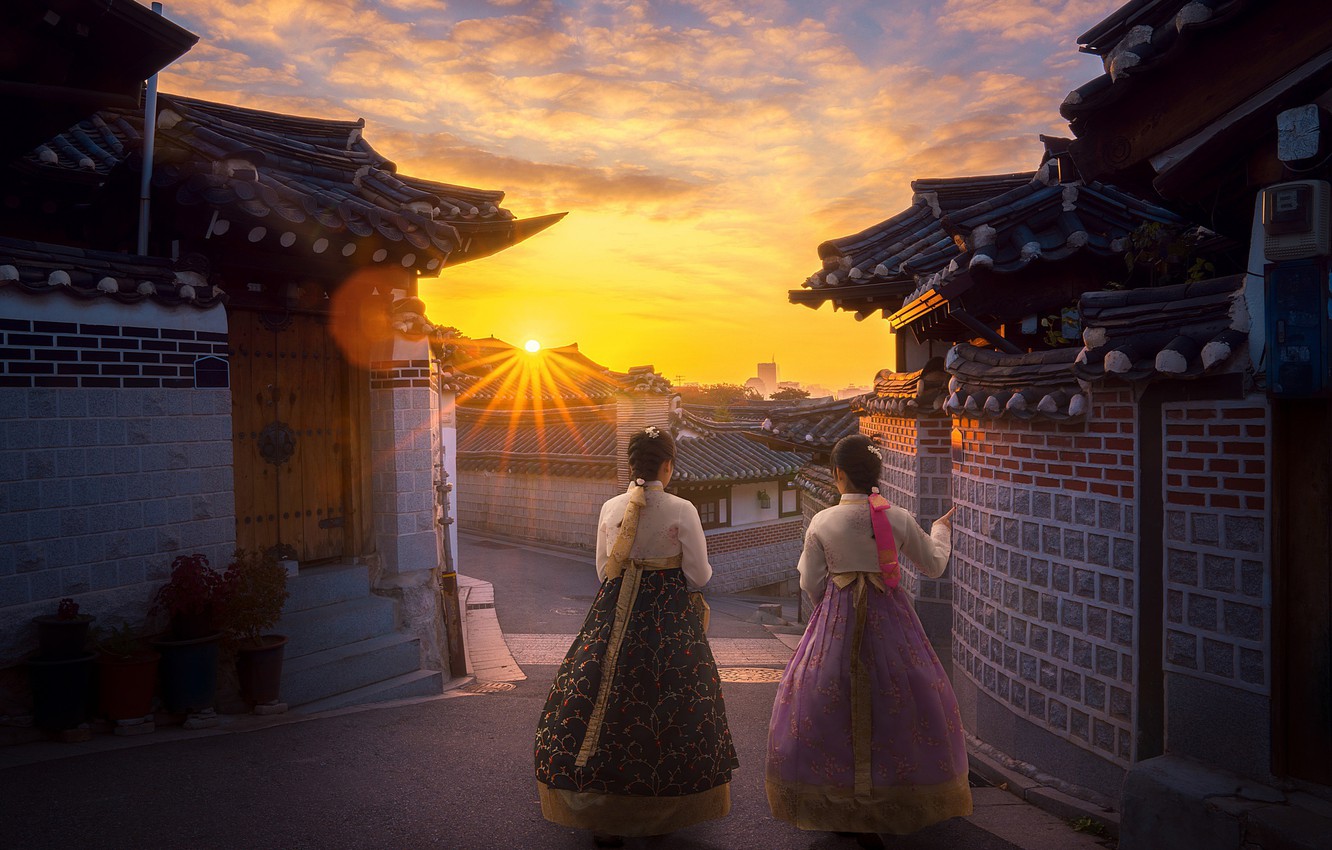 Photo Wallpaper The Sun, Girls, Dawn, Morning, Koreans, - Best Picture Of South Korea - HD Wallpaper 