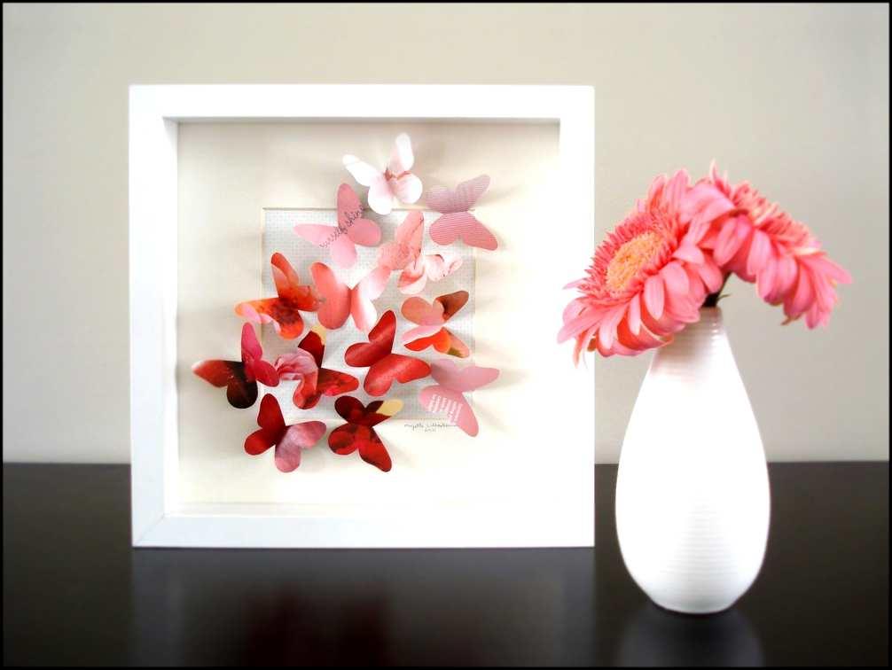 Cuadro Con Mariposas De Papel - HD Wallpaper 