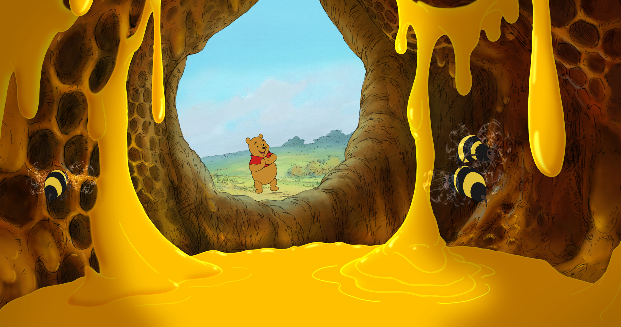Winnie The Pooh Honey Hole - 2016x1063 Wallpaper - teahub.io