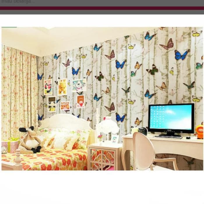 Stiker Wallpaper Dinding Kupu2 - HD Wallpaper 