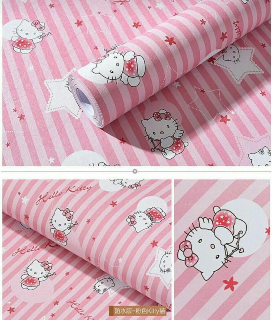 Dinding Salur Pink Hello Kitty - HD Wallpaper 