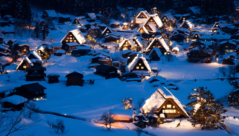 Snow, Landscape, Home, Night, Nature, Winter Desktop - HD Wallpaper 