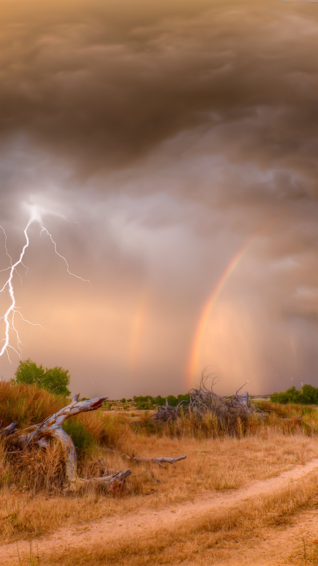 Hd Wallpapers For Iphone Lightning Lightning Rainbow - End Of A Rainbow - HD Wallpaper 