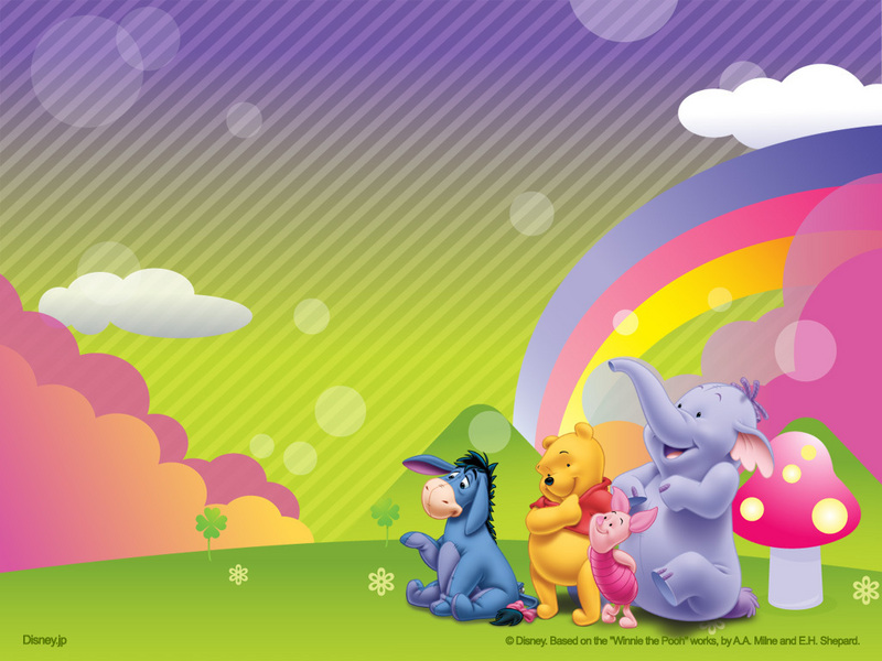 Wallpaper Baby Pooh - Winnie The Pooh With Rainbow - HD Wallpaper 