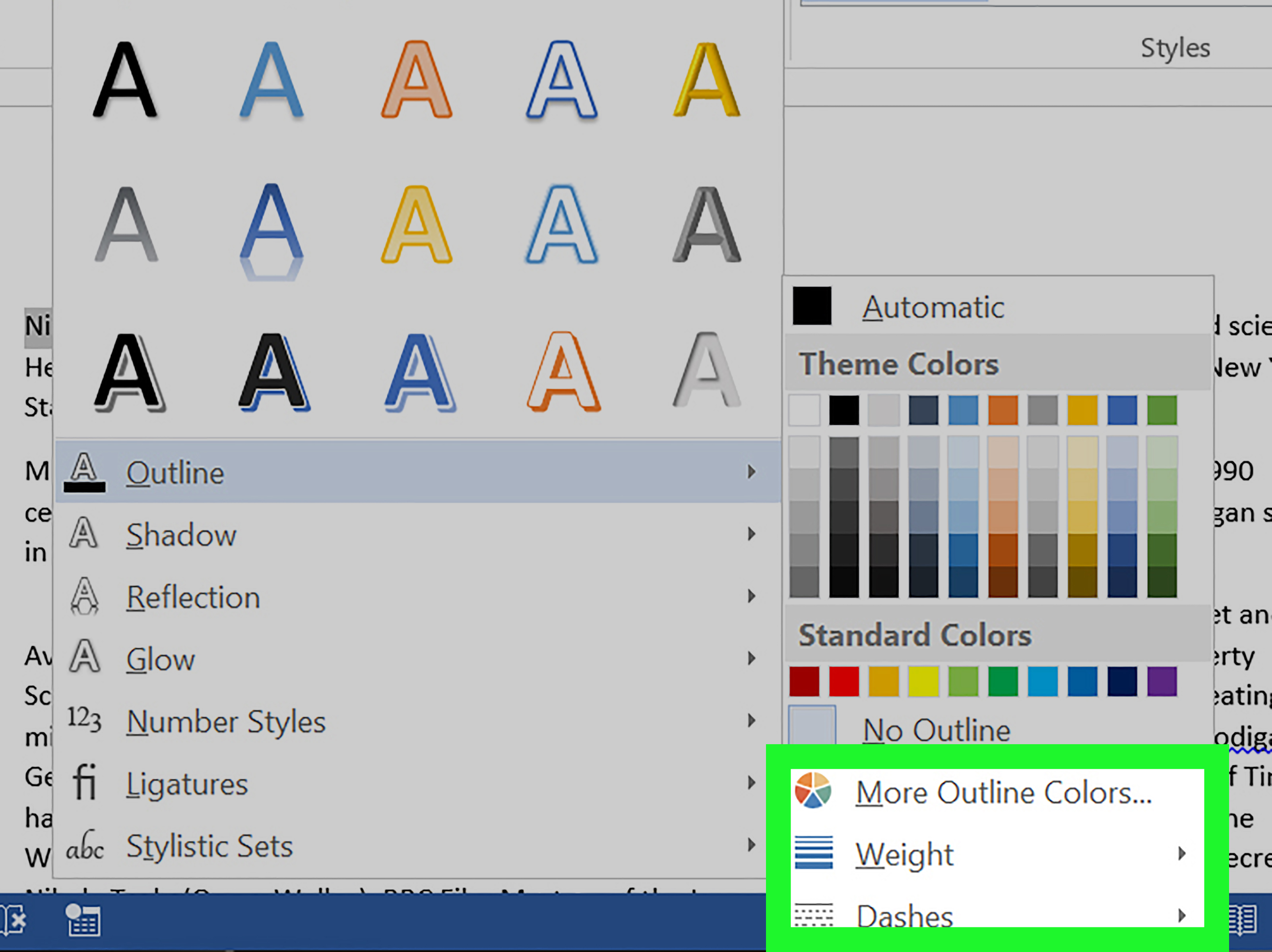 Image Titled Make Outline Text In Word Step - Excel Change Sheet Name Color - HD Wallpaper 