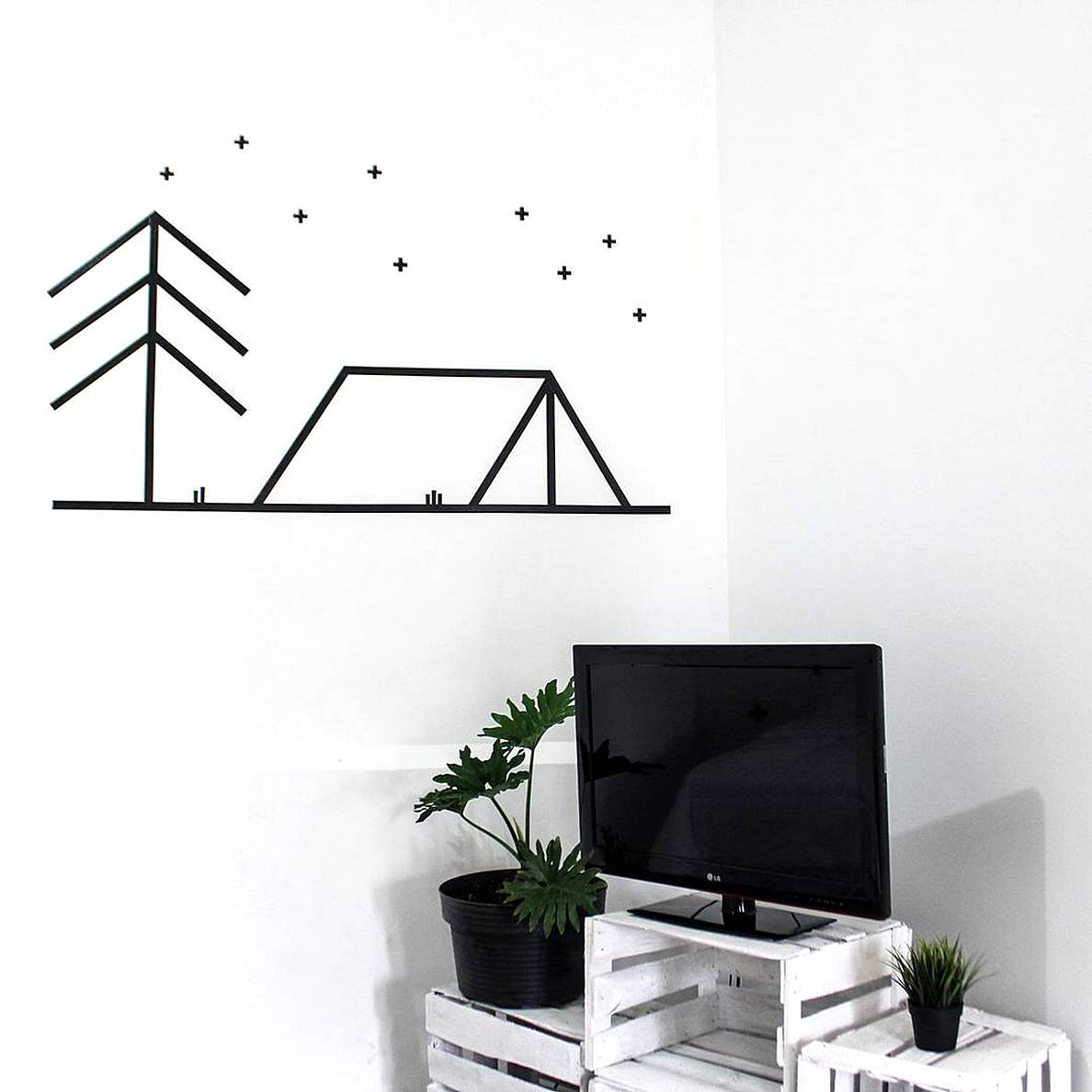 Diy Tape Wall Art Hiasan Dinding Kamar Buatan Sendiri - Dinding Menggunakan Selotip - HD Wallpaper 