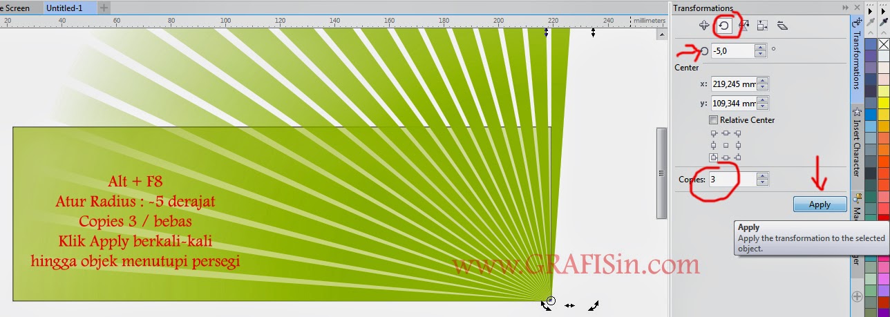 Menduplikasi Sekaligus Merotasi Objek Pada Coreldraw - Cara Membuat Background Di Coreldraw - HD Wallpaper 