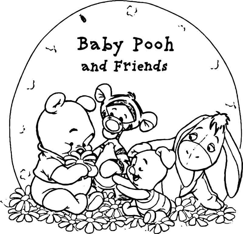 Pooh Wallpaper Baby Pooh And His Friends Coloring Page - Eeyore Tigger Winnie The Pooh Baby - HD Wallpaper 