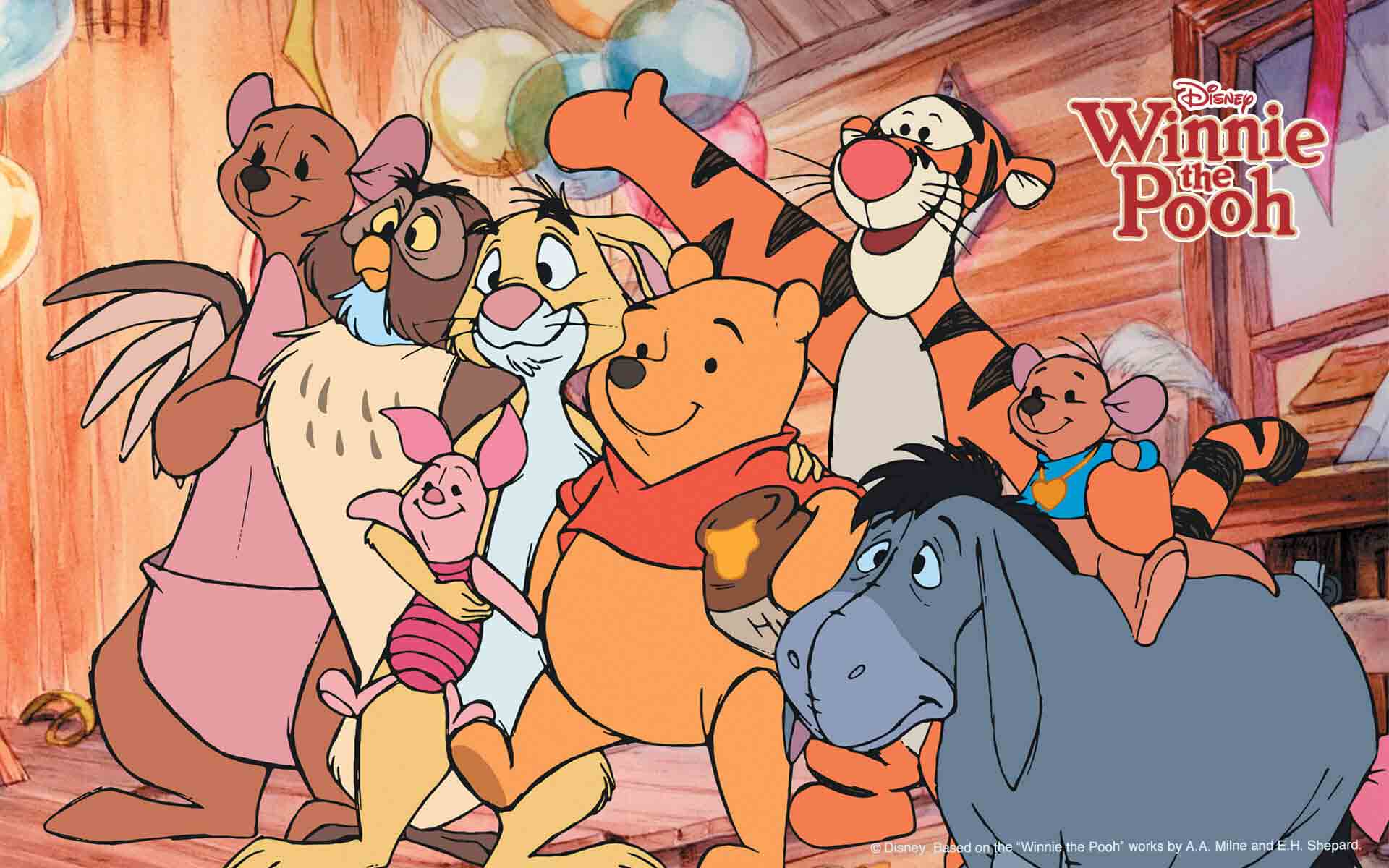 All Of The Winnie The Pooh Characters - HD Wallpaper 