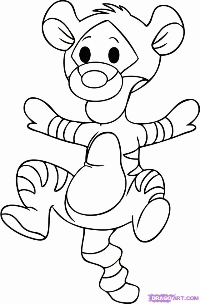 Baby Pooh Bear And Piglet Coloring Pages Best Cartoon - Cartoon Drawings Of Disney Characters - HD Wallpaper 