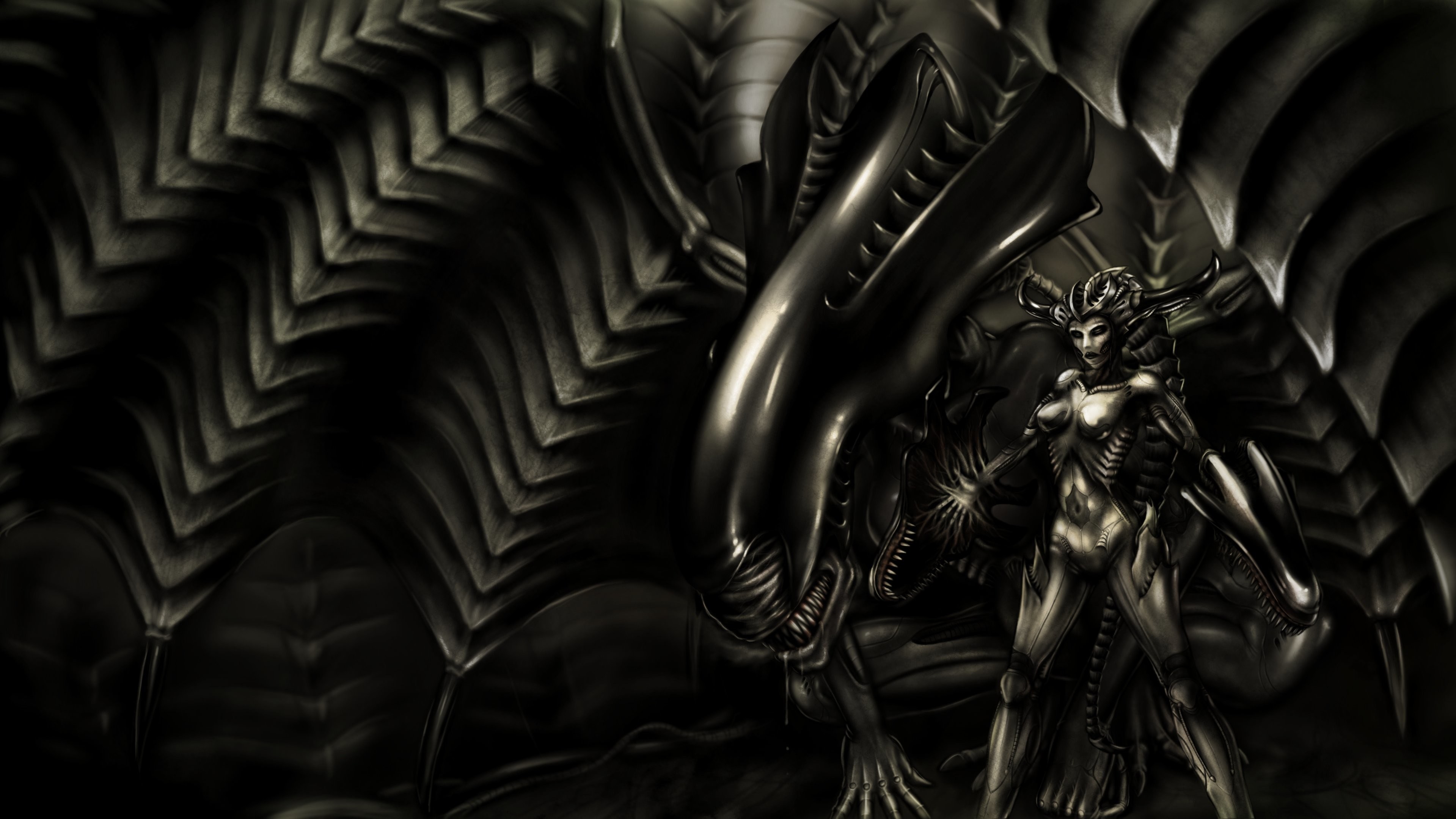 3839x2159, Hr Giger Wallpaper 34 Download Hd Wallpapers - Black Half Dragon Art - HD Wallpaper 